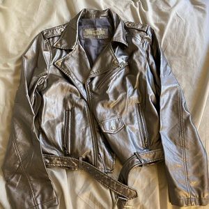 Aftf Basic Silver Faux Leather Jacket